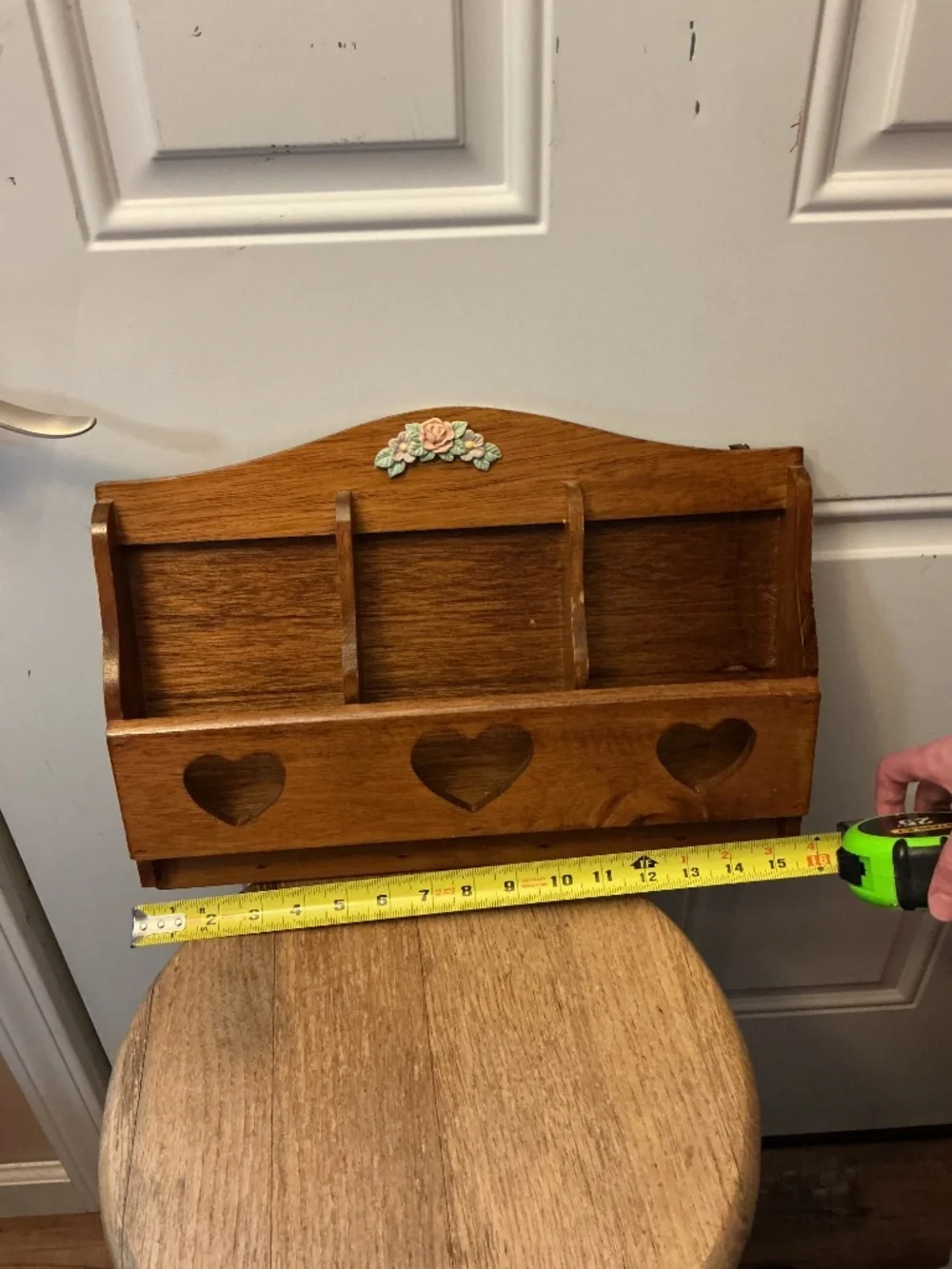 Vintage Wooden Heart Design Letter/Mail Holder Organizer Rare
